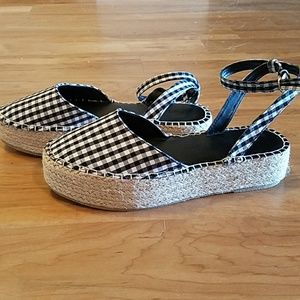 Gingham Espadrille Flatform Sandals